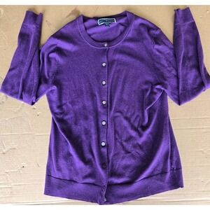 Karen Scott Womens‎ Button Cardigan Soft Stretch Sweater Purple Size Petite L